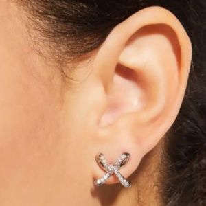 KENDRA SCOTT Sasha Stud Earrings Silver Bows Crystal Pave - Like New!